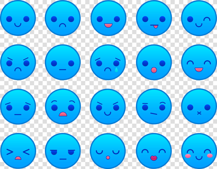 Blue Emoticons Set   Emoticon Blue  HD Png DownloadTransparent PNG