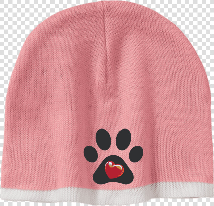 My Heart Paw Print Embroidered Beanie   Png Download   Beanie  Transparent PngTransparent PNG