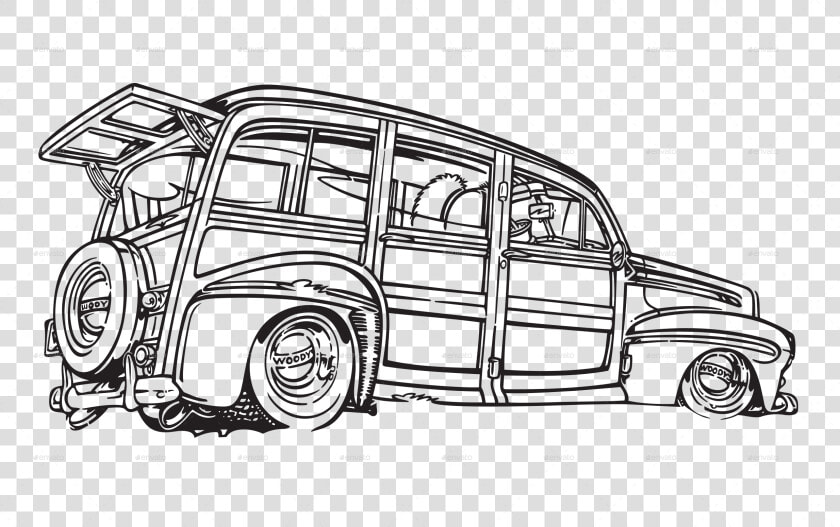 Vintage Vector Car Silhouette   Png Download   Drawing Of Woody Car  Transparent PngTransparent PNG