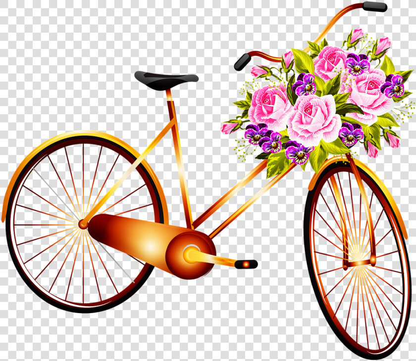 Bicycle Basket With Flowers Woman Bicycle Free Photo   Basket Bike With Flowers  HD Png DownloadTransparent PNG