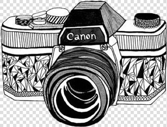 Overlay  Canon  And Camera Image   Black And White Camera Drawing  HD Png DownloadTransparent PNG