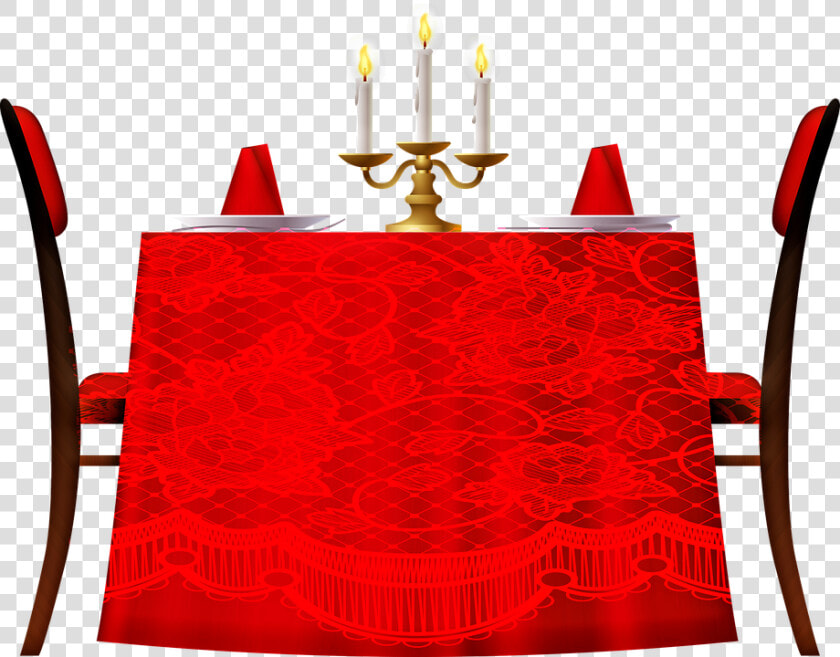 Mesa De Comedor  Rojo Mantel  Velas  Romántico  Encaje   Candlelight Dinner Clipart  HD Png DownloadTransparent PNG