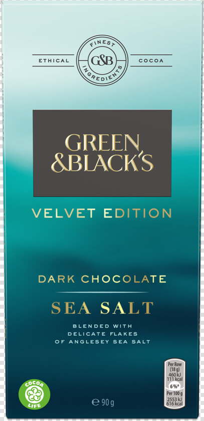 Green  amp  Black S Sea Salt Dark Chocolate 90g Bar   Greens And Black Sea Salt  HD Png DownloadTransparent PNG