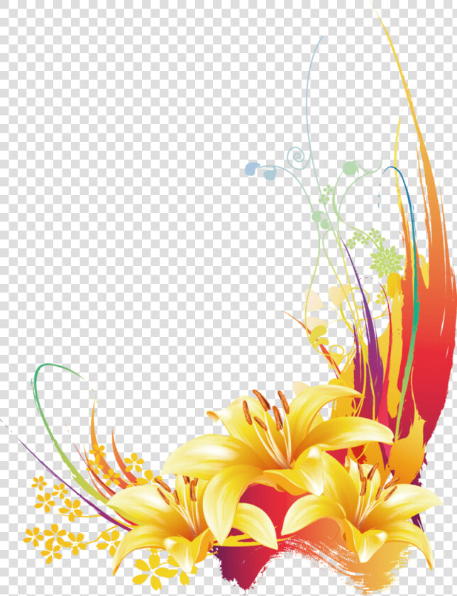 简约手绘卡通可爱线条太阳   Beautiful Flowers Corners  HD Png DownloadTransparent PNG