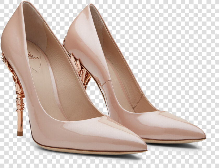 Vintage Pink Patent Leather With Rose Gold Leaves Data   Ralph And Russo Pumps  HD Png DownloadTransparent PNG