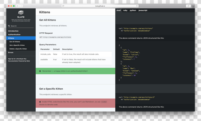 Slate Api Docs Generator  HD Png DownloadTransparent PNG