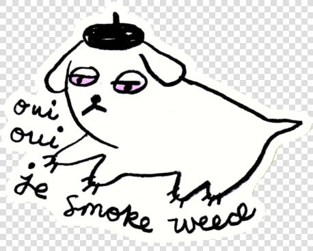 Oui Weed Dog Sticker   Cartoon  HD Png DownloadTransparent PNG