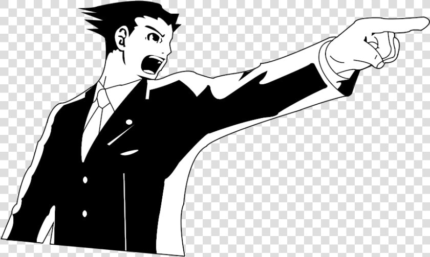 Ace Attorney Black Black And White Man Male Gentleman   Phoenix Wright Black And White  HD Png DownloadTransparent PNG