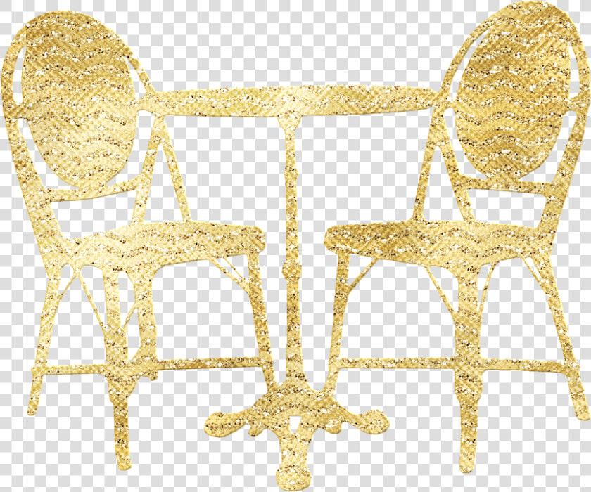 Paris  French  Café  Table And Chairs  Gold Foil   Chair  HD Png DownloadTransparent PNG