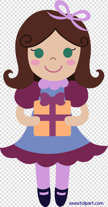 Birthday Girl With Gift   Clipart Cartoon Birthday Girl  HD Png DownloadTransparent PNG