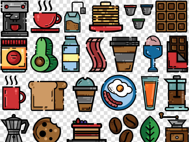 Food Illustrations Icons Breakfast Food Vector Colorful  HD Png DownloadTransparent PNG