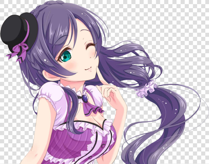 Nozomi Tojo Png   Sexy Purple Haired Anime Girl  Transparent PngTransparent PNG