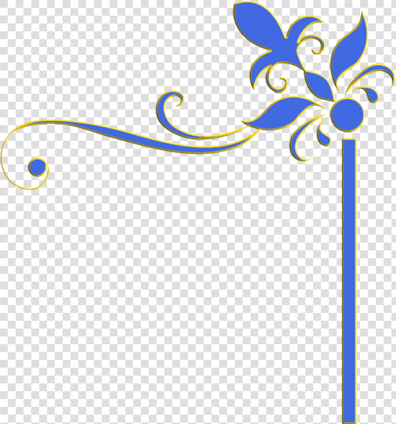 Decoration Border Edge Frame Blue Yellow Flowers Swirl   Edge Border Design Png  Transparent PngTransparent PNG