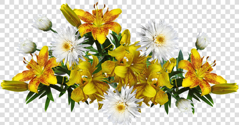 Flowers  Yellow  Fragrant  Lilies  Daisies  Arrangement   Png Yellow Lily  Transparent PngTransparent PNG