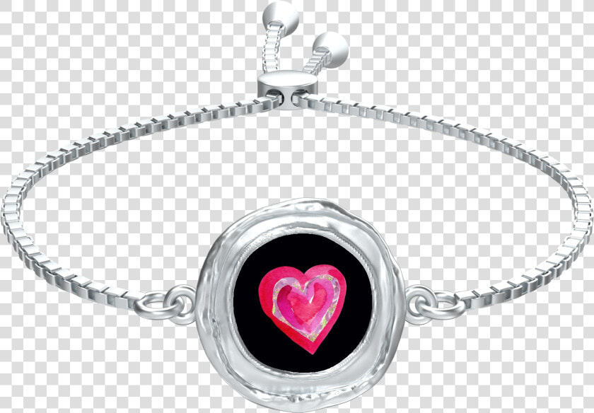 Big Heart Coin Silver Bracelet   Swarovski Bracelet Black  HD Png DownloadTransparent PNG