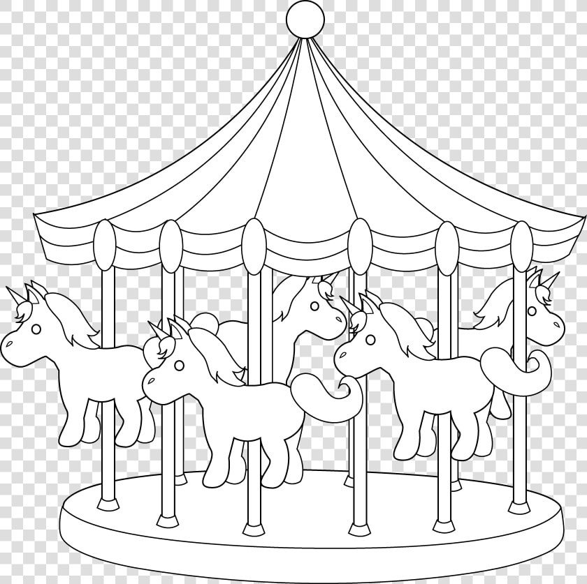 Carnival Carousel Line Art   Carousel Cartoon Black And White  HD Png DownloadTransparent PNG