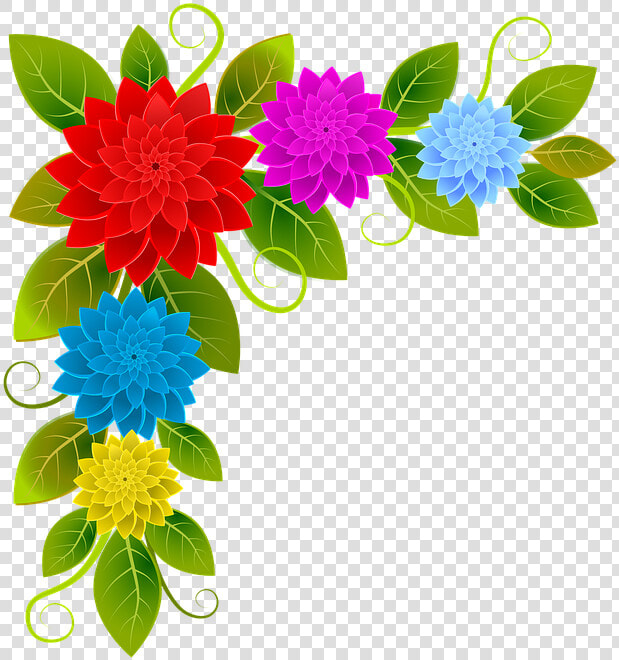 Flowers  Floral  Dahlias  Spring  Corner  Frame   Flower Corner Design Png Hd  Transparent PngTransparent PNG