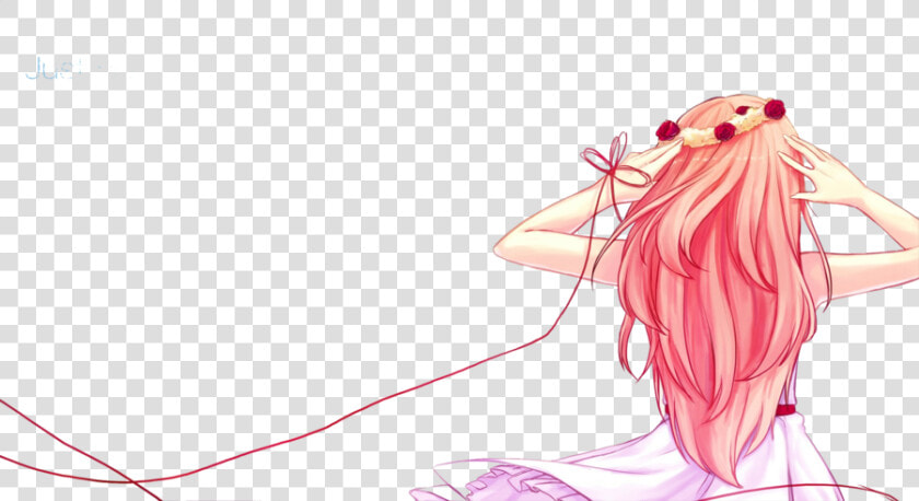 Hair pink hairstyle long Coloring illustration   Anime Girl Red String  HD Png DownloadTransparent PNG