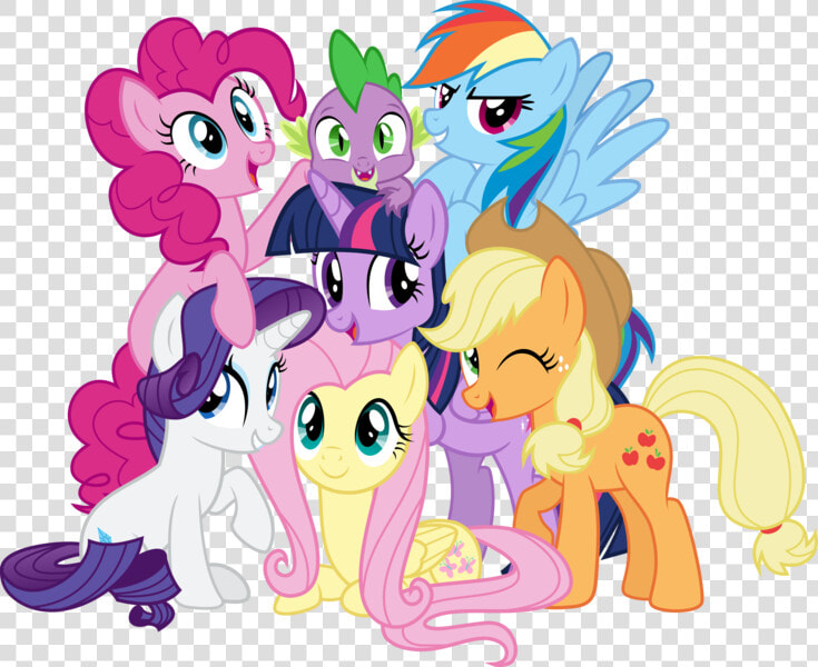 My Little Pony Mane 6 And Spike  HD Png DownloadTransparent PNG