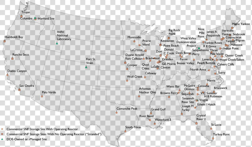 Radioactive Waste From Generating Electricity Is Stored   Nuclear Waste Sites Map  HD Png DownloadTransparent PNG