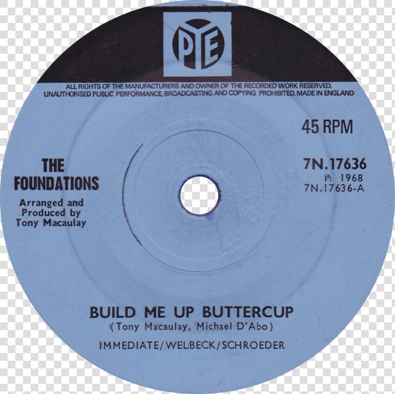 Build Me Up Buttercup By The Foundations Uk Vinyl Side a   Pye Records  HD Png DownloadTransparent PNG