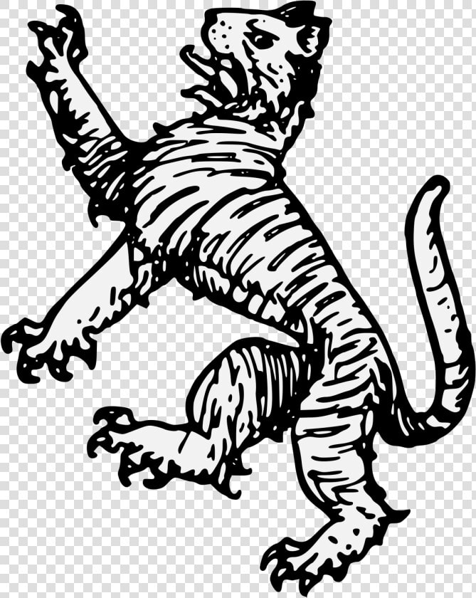 Transparent Tiger Stripes Png   Rampant Tiger Black And White  Png DownloadTransparent PNG