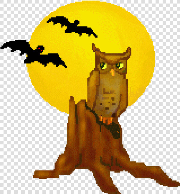 Tree Stump Bats And Moons Free Owls Clip Art Halloween  HD Png DownloadTransparent PNG