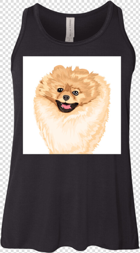 Pomeranian Dog Vector Cartoon Printed Youth Flowy Racerback   Pomeranian  HD Png DownloadTransparent PNG