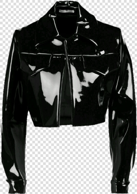 Image   Black Pvc Cropped Jacket  HD Png DownloadTransparent PNG