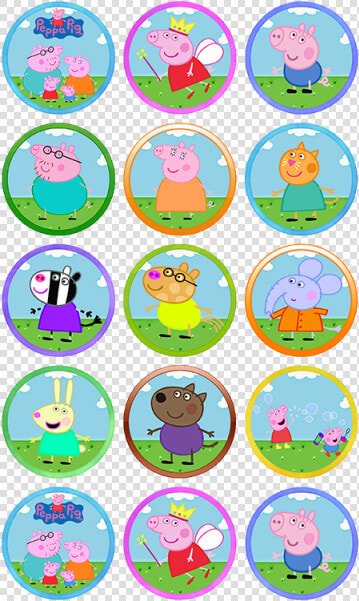 Peppa Pig Edible Cupcake Toppers   Peppa Pig Characters Cake Toppers  HD Png DownloadTransparent PNG