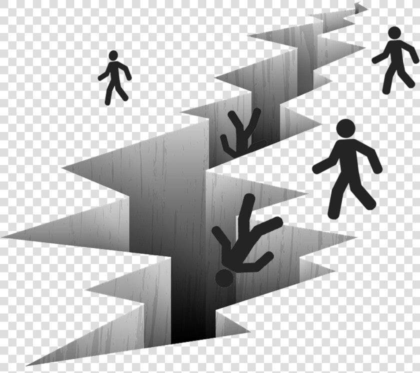 People Falling Into A Cavern   Fault Line Illustration  HD Png DownloadTransparent PNG