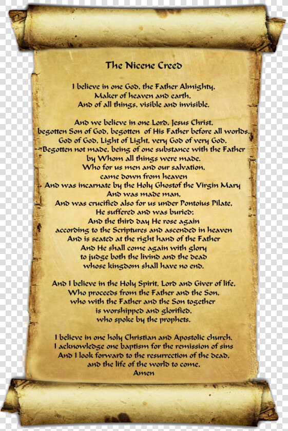 Nicene Creed On Parchment Scroll   Apostles Creed Christian Creeds  HD Png DownloadTransparent PNG