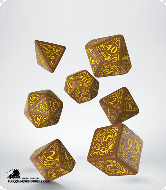 Steampunk Brown yellow Polyhedral Dice Set   Black And Purple Dice Sets  HD Png DownloadTransparent PNG