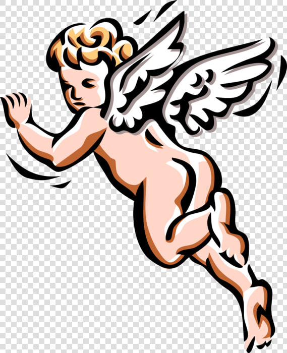 Vector Illustration Of Angelic Spiritual Cherub Angel   Cartoon Of Angels On Flying  HD Png DownloadTransparent PNG