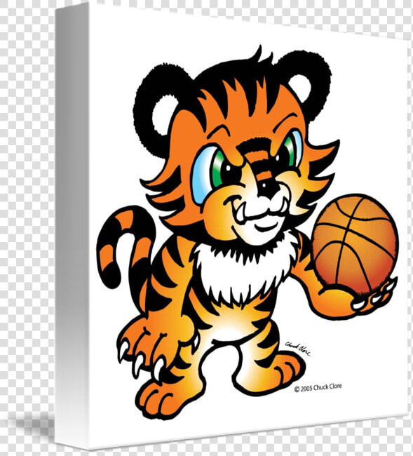 Tiger Basketball By Chuck Clore Vector Download   Tiger With A Basketball  HD Png DownloadTransparent PNG