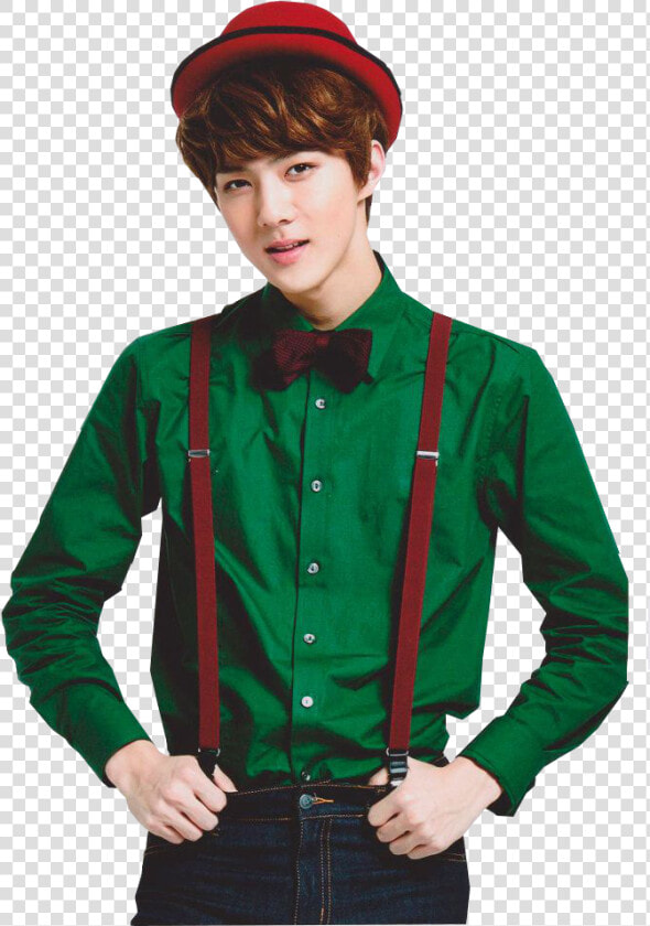 Red Suspenders Green Shirt  HD Png DownloadTransparent PNG