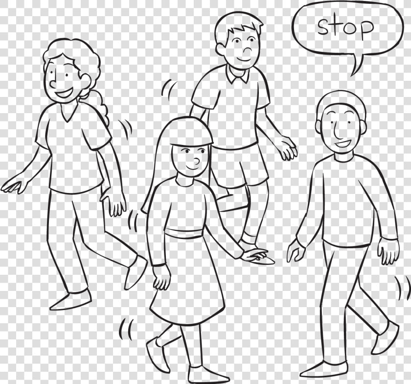 Four People Moving About An Area With One Person Saying   Walk And Stop Game  HD Png DownloadTransparent PNG