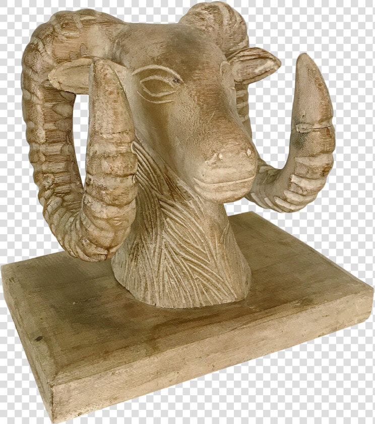 Wood Carved Ram Goat Bust With Base On Chairish   Carving  HD Png DownloadTransparent PNG