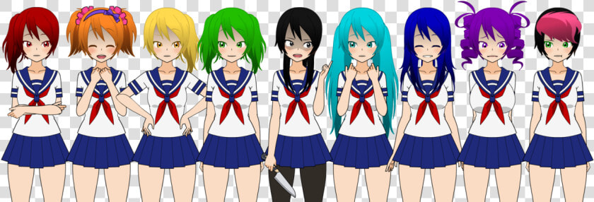 Yandere And Yandere Simulator Image   Yandere Simulator All Girls  HD Png DownloadTransparent PNG