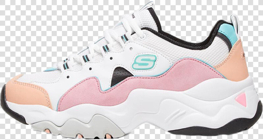 Sketchers D Lites Zenway White Peach   Skechers Peach  HD Png DownloadTransparent PNG