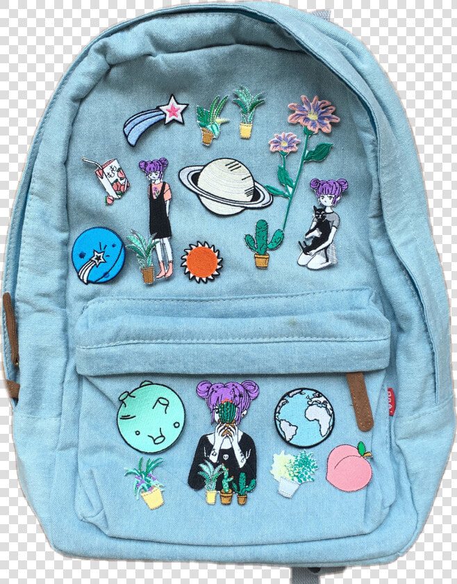  vintage  blue  space  plants  aesthetic  moodboard   Backpack Patches And Pins  HD Png DownloadTransparent PNG