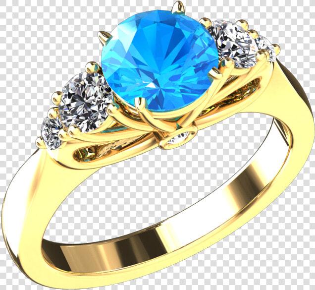 Natural Blue Topaz And Diamond Five Stone Ring In 14k   Pre engagement Ring  HD Png DownloadTransparent PNG