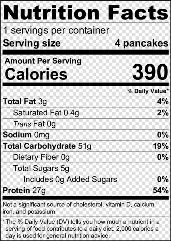 Nutritionlabel 4 Pancakes Png  Transparent PngTransparent PNG