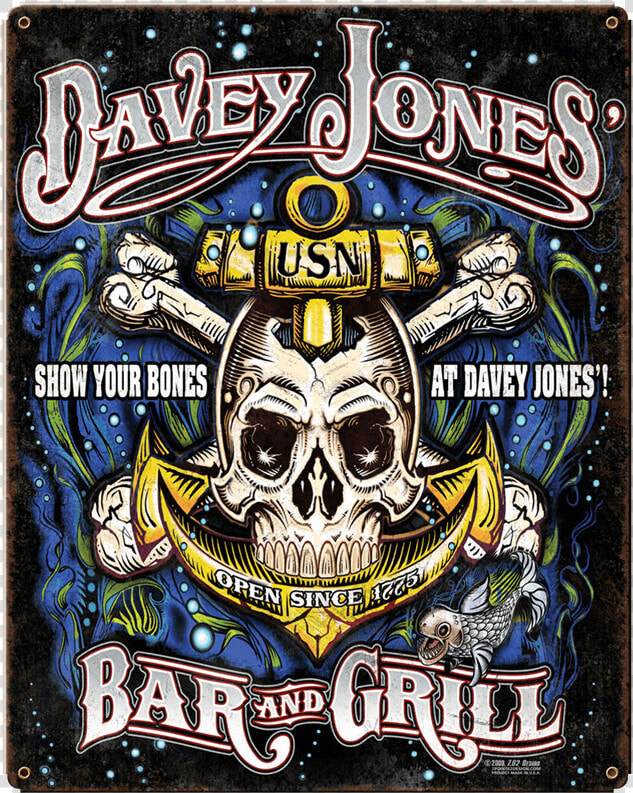 Usn Davey Jones Bar  amp  Grill Vintage Steel Sign   Emblem  HD Png DownloadTransparent PNG