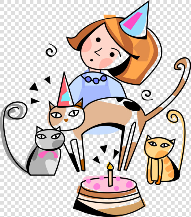 Vector Illustration Of Birthday Girl Celebrates Birthday   Cartoon  HD Png DownloadTransparent PNG