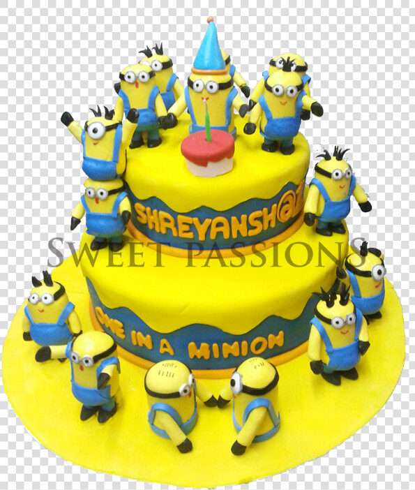 2 Tier Minion Party Time Cake  HD Png DownloadTransparent PNG