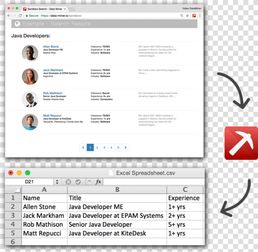 Data Miner Extracts To Csv   Dataminer Io  HD Png DownloadTransparent PNG