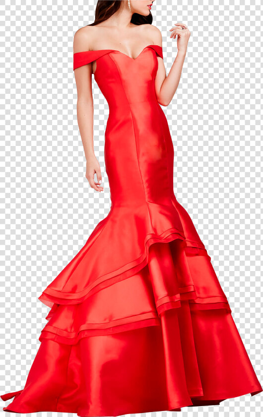 Mackenzie Red Dress   Trumpet Off The Shoulder Prom Dress  HD Png DownloadTransparent PNG