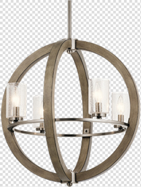 Distressed Antique Gray 4 Light Grand Bank Orb Chandelier   Wood Round Orb Chandelier  HD Png DownloadTransparent PNG