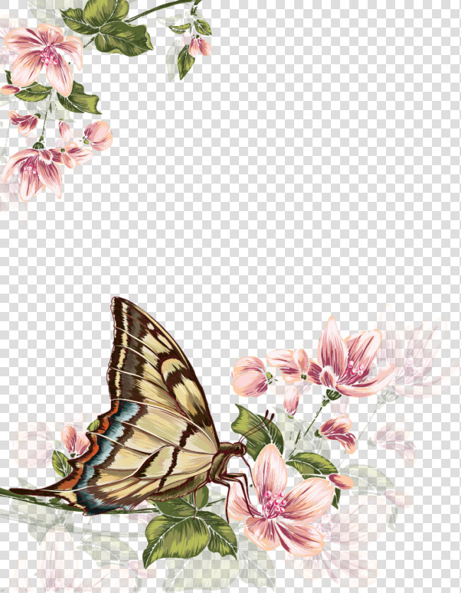 Ai Vector Watercolour Butterfly   Butterfly And Flowers Watercolor  HD Png DownloadTransparent PNG